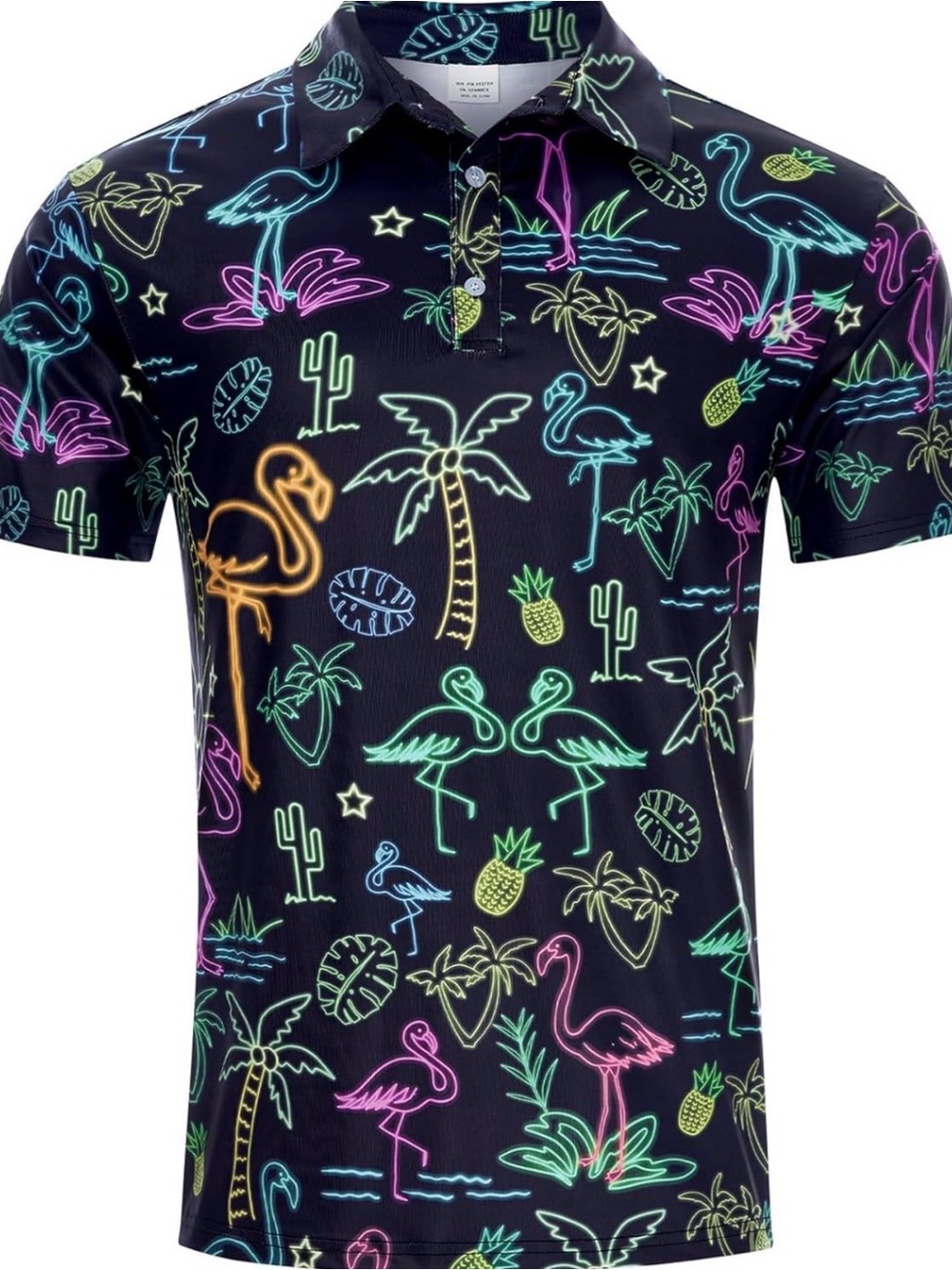 NWT Men's Neon Flamingo Polo Shirt sz XL???